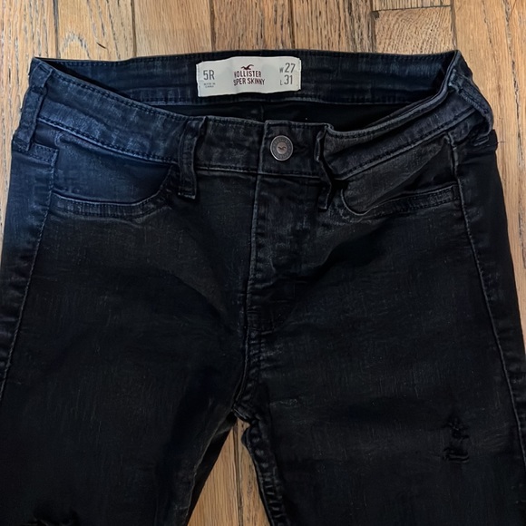Hollister Destructed Super Skinny Black Stretch Jeans Jeggings 5R - Picture 2 of 13